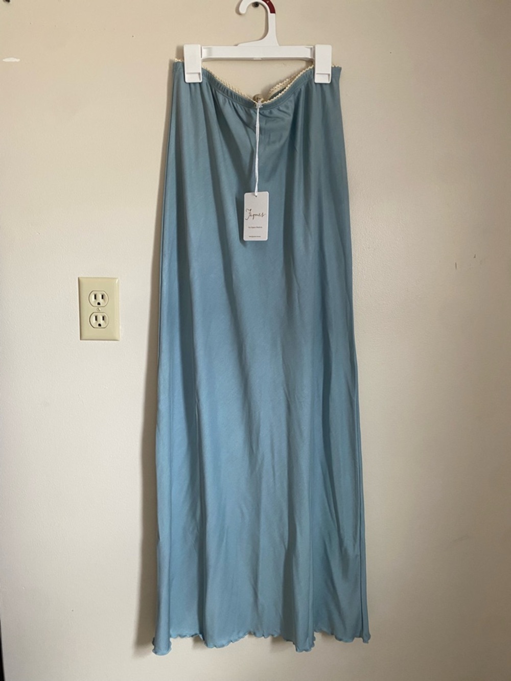 Light Blue Organic Bamboo Maxi Slip Skirt